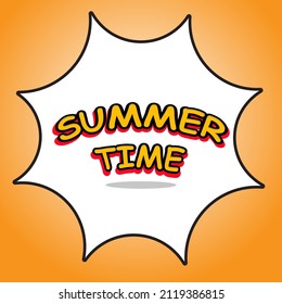 efecto de texto dice tiempo de verano con combinación de rojo y naranja negro, fondo de gradiente blanco y naranja