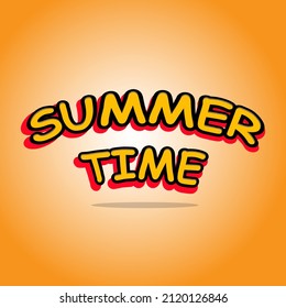 text effect says summer time with red and black orange combination, white and orange gradient background