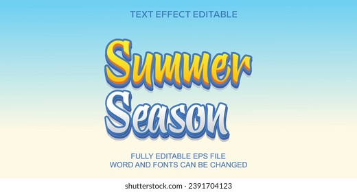 text effect summer season 3d style vector editable