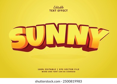 Text Effect Sunny Editable Text Effect Style 3d Theme Summer, Suit for Food or Drink Business Brand