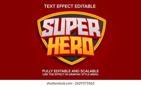 efeito de texto super herói vetor editável
