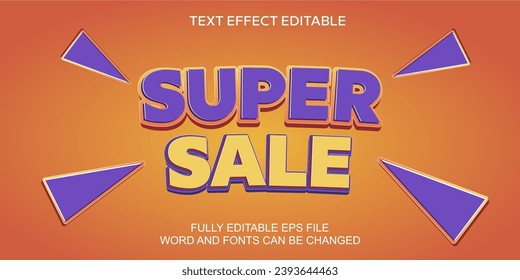 TEXT EFFECT SUPER SALE BANNER POSTER VECTOR EDITABLE