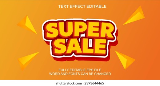 TEXT EFFECT SUPER SALE BANNER POSTER VECTOR EDITABLE