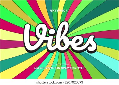 Efecto de texto - Vibes Palabras sobre el fondo del tema de verano moderno. El texto se puede cambiar y este efecto se puede usar en la configuración de Estilo gráfico