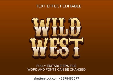 text effect wild west cowboy 3d style vector