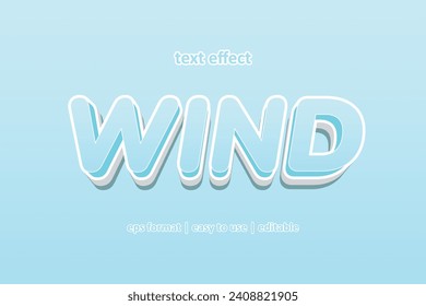 Text Effect Wind EPS Ready to Use Light Blue Sky and White