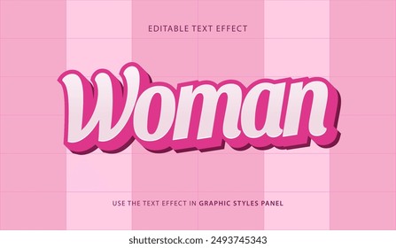 Efecto de texto mujer 3d Vector de Plantilla de texto