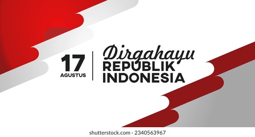 Text effect Writing about the independence day of the Republic of Indonesia with a creative flag background, red on white.
