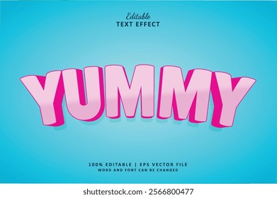 Text Effect Yummy. Editable Text Effect Style 3d Pink Colours.