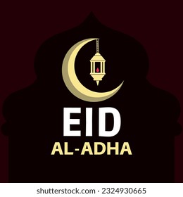 Text Eid Al Adha Design mit braunem Hintergrund. Grußkarte ideal