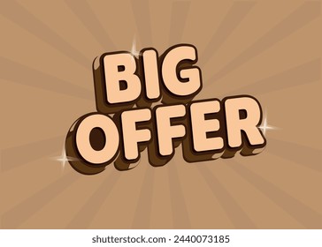 Text element, 3D chocolate effect in brown color, editable vector, written "BIG SALE"