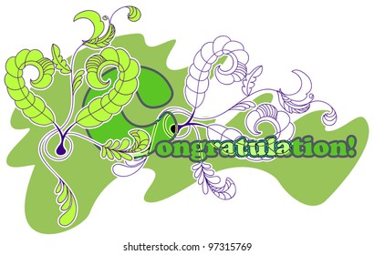 Text element and floral design for a generic greeting card