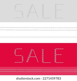 The text embroidered on fabric. Vector illustration. Great for your theme design.