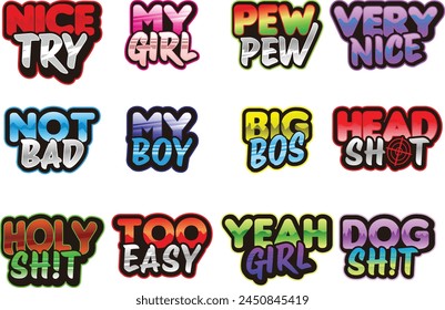 text emotes collection. can be used for twitch, youtube, Discord, and others. graphic conversation text elements illustration set
