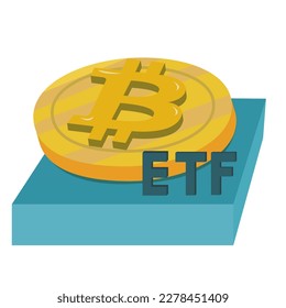 Text ETF (Exchange Traded Fund) put on money dollar coin, Concept Entering the Digital Money Fund.