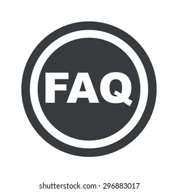 Text FAQ in circle, on black circle, isolated on white