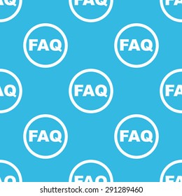 Text FAQ in circle, repeated on blue background