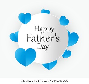 Texto del día del padre en círculo. Los corazones azules vectoriales feliz día de los padres. Antecedentes del patrón del día del padre.