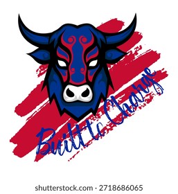  “Built to charge” text featuring a buffalo, in red and royal blue tones. A bold, urban style perfect for sports-inspired street art and graffiti.