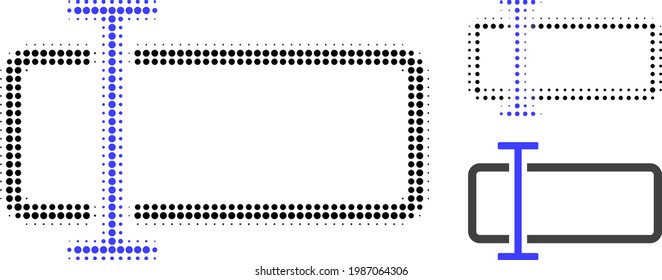 Text field halftone dotted icon. Halftone array contains circle pixels. Vector illustration of text field icon on a white background.