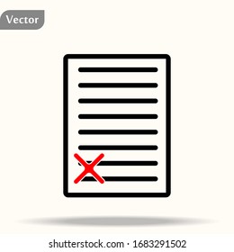 Text or file delete icon in simple outline design. EPS10 vector illustration.