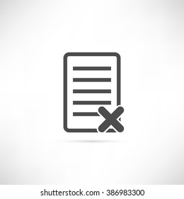 Text or file delete icon in simple outline design. EPS10 vector illustration.