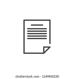 Text file document outline icon. linear style sign for mobile concept and web design. Paper document simple line vector icon. Symbol, logo illustration. Pixel perfect vector graphics