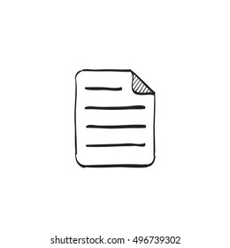 Text file format icon in doodle sketch lines. Document computer data file hosting download