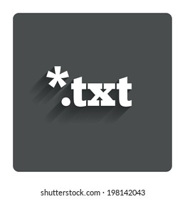 Text file icon. Download txt doc button. Txt file extension symbol. Gray flat button with shadow. Modern UI website navigation. Vector