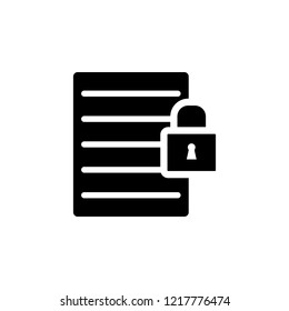 The text file with lock icon. Simple glyph vector of web set for UI and UX, website or mobile application