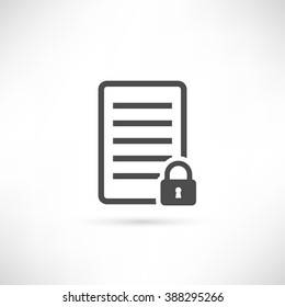 Text or file lock  icon in simple outline design. EPS10 vector illustration.