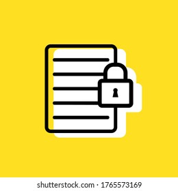 The text file with lock simple vector icon illustration