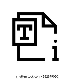 Text file mini line, icon, background and graphic. The icon is black and white, linear  flat, vector, pixel perfect, minimal, suitable for web and print. 