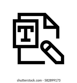 Text file mini line, icon, background and graphic. The icon is black and white, linear  flat, vector, pixel perfect, minimal, suitable for web and print. 