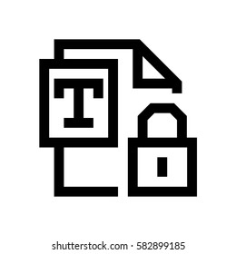 Text file mini line, icon, background and graphic. The icon is black and white, linear  flat, vector, pixel perfect, minimal, suitable for web and print. 