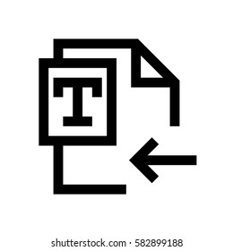Text file mini line, icon, background and graphic. The icon is black and white, linear  flat, vector, pixel perfect, minimal, suitable for web and print. 