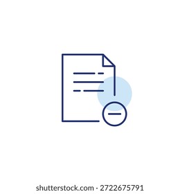 Arquivo de texto e menos. Dados removidos. Pixel perfeito, ícone de vetor de traçado editável
