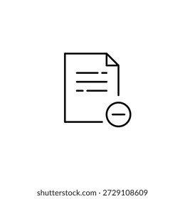 Arquivo de texto e menos. Dados removidos. Pixel perfeito, ícone de vetor de traçado editável