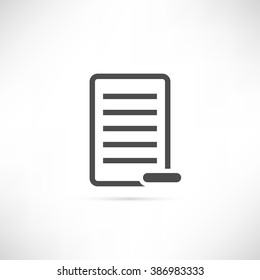 Text or file minus icon in simple outline design. EPS10 vector illustration.