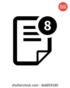 Text file with number Icon Flat Style Isolated Vector Illustration