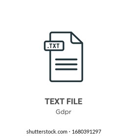 Text file outline vector icon. Thin line black text file icon, flat vector simple element illustration from editable gdpr concept isolated stroke on white background