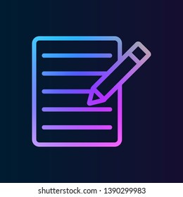 The text file with pencil nolan icon. Simple thin line, outline vector of web icons for UI and UX, website or mobile application