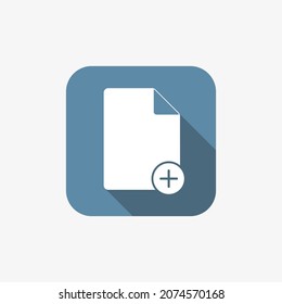 Text file with plus sign. Add file, create new document icon.