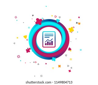 Text file sign icon. Add File document with chart symbol. Accounting symbol. Colorful button with icon. Geometric elements. Vector