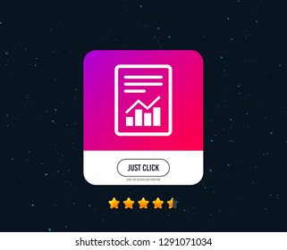 Text file sign icon. Add File document with chart symbol. Accounting symbol. Web or internet icon design. Rating stars. Just click button. Vector