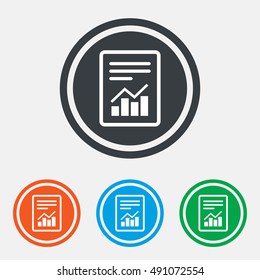 Text file sign icon. Add File document with chart symbol. Accounting symbol. Graphic design web element. Flat report symbol on the round button. Vector
