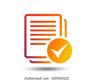 Text file sign icon. Check File document symbol. Blurred gradient design element. Vivid graphic flat icon. Vector