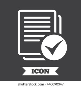 Text file sign icon. Check File document symbol. Graphic design element. Flat file symbol on dark background. Vector