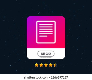 Text file sign icon. File document symbol. Web or internet icon design. Rating stars. Just click button. Vector