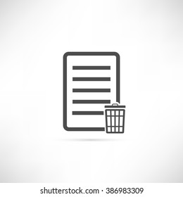 Text or file trash delete icon in simple outline design. EPS10 vector illustration.